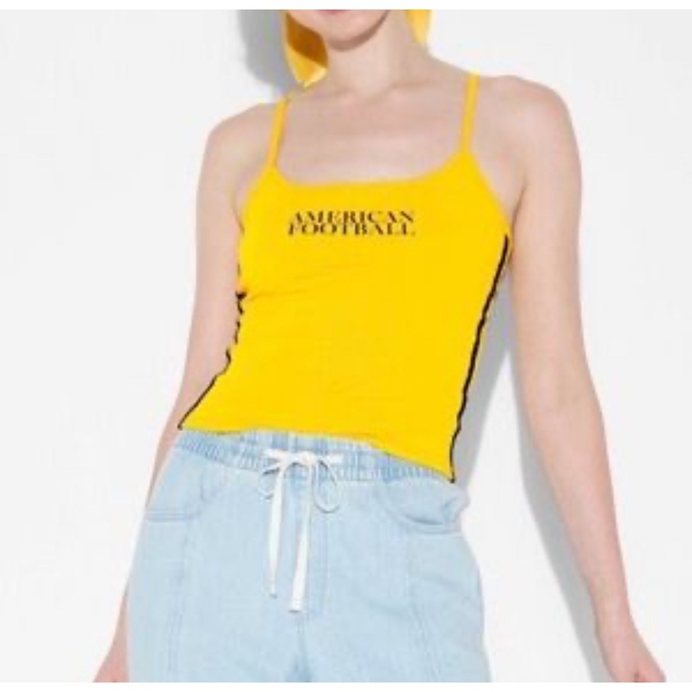 Wild Fable American Football Graphic Cami Tank Top Yellow Black Stripe XXS NEW